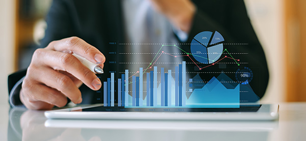 Person looking at purchase frequency graph