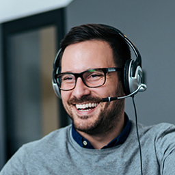 Marketing agency employee talking on the phone